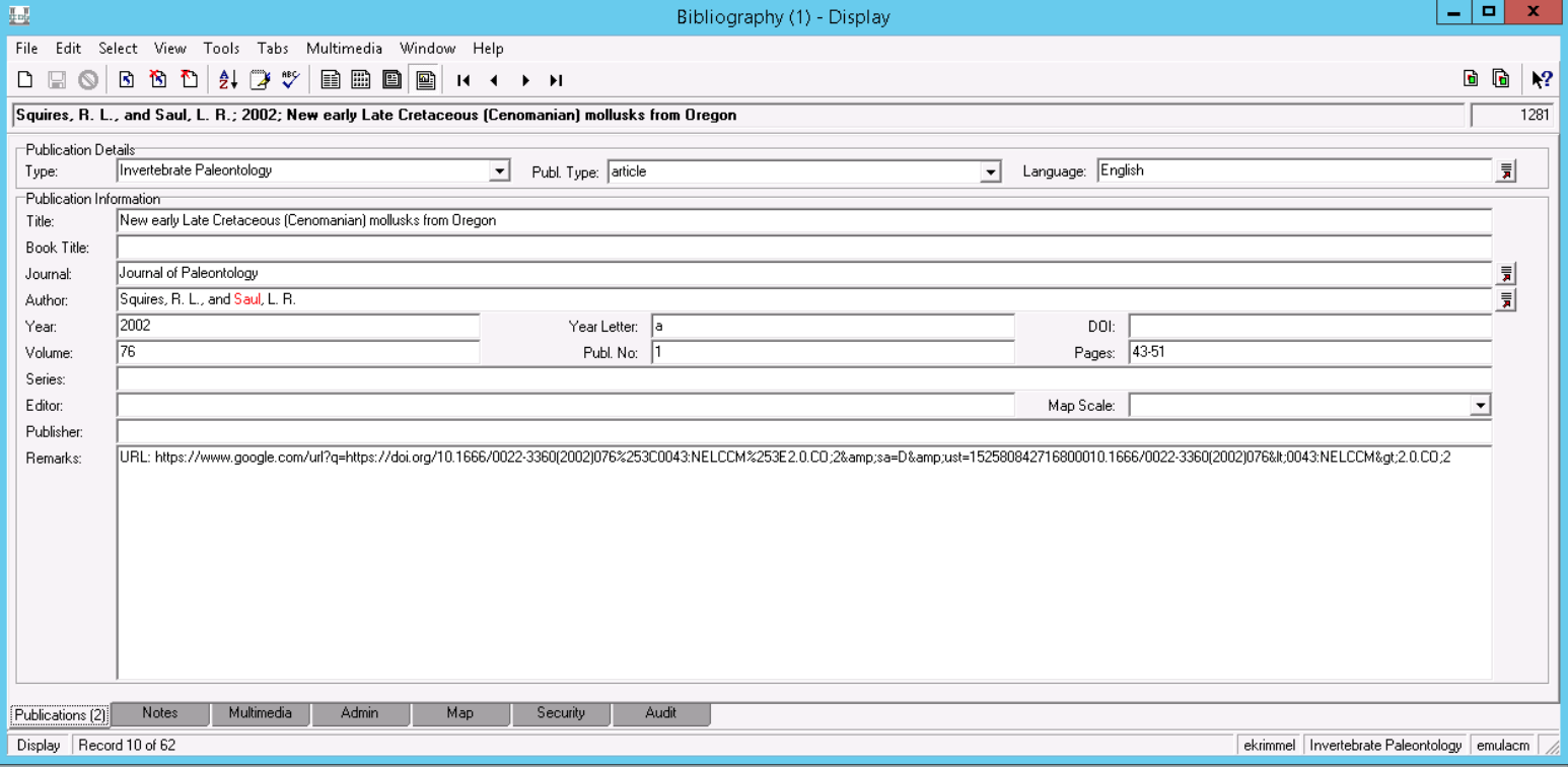 screenshot of bibliography module