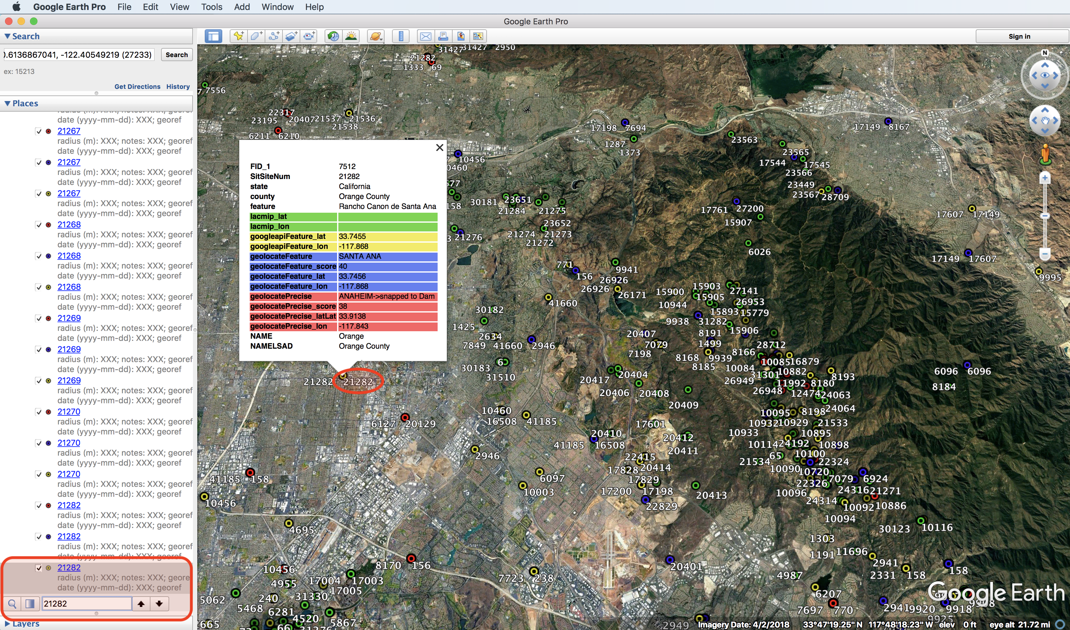 Google Earth georeferencing screenshot