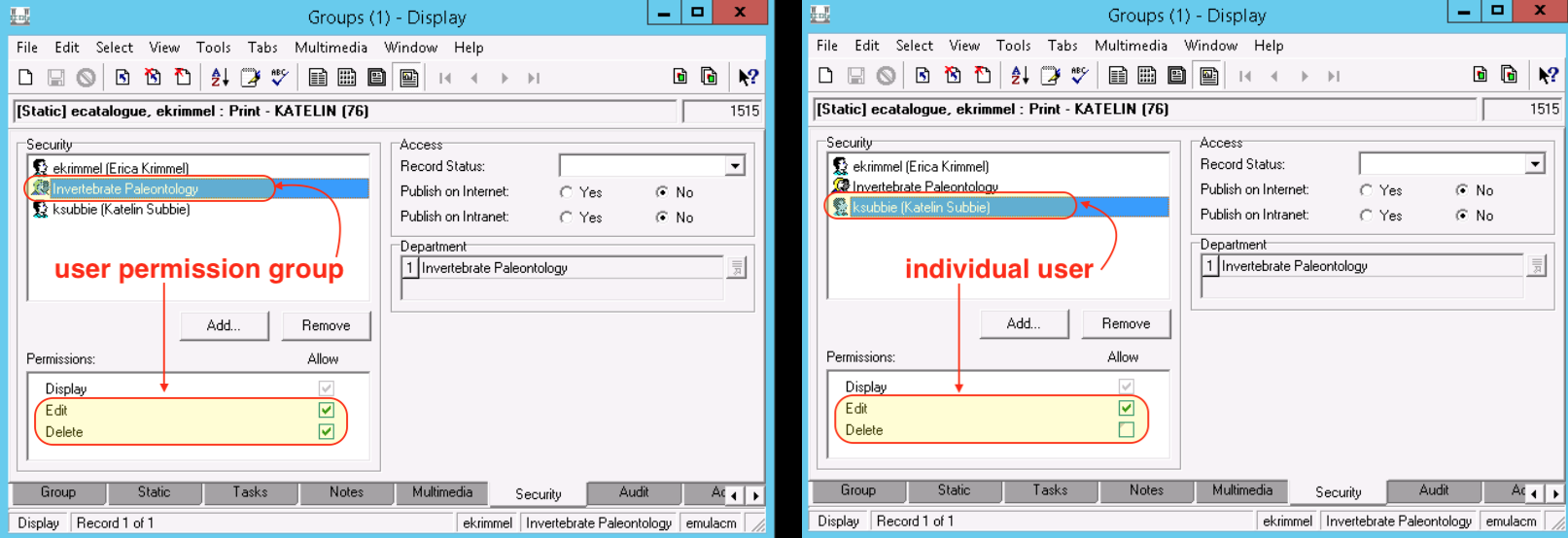 image of EMu groups module