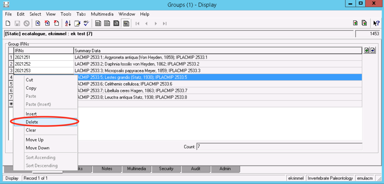 image of EMu groups module