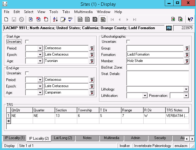 sites module in EMu