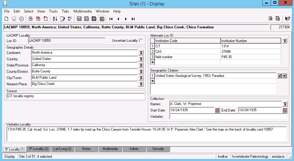 sites module in EMu