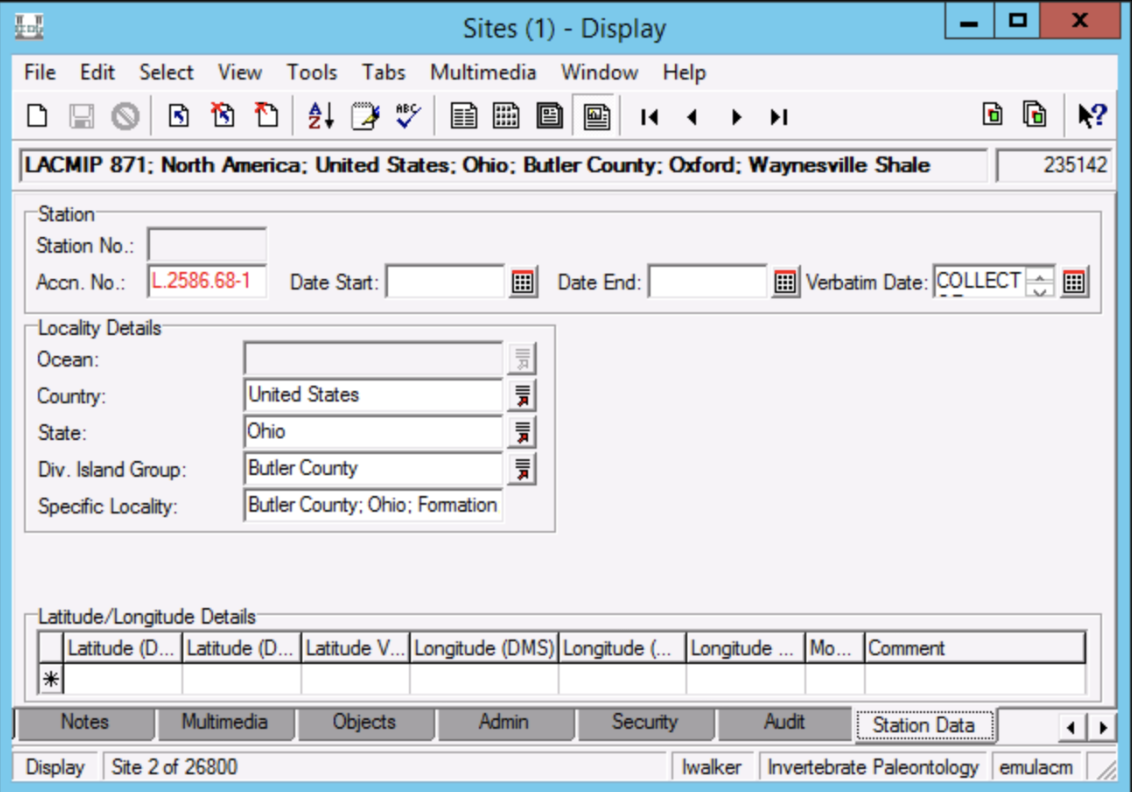 sites module in EMu